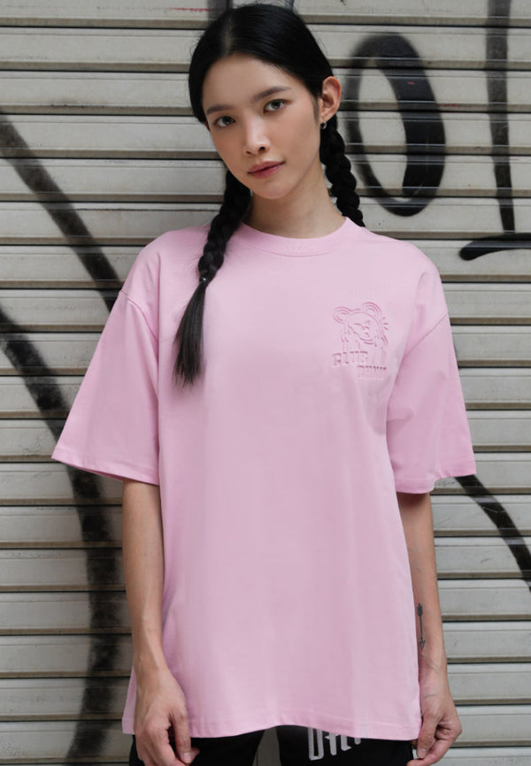 OVERSIZED 3D MF HAUGHTY BEAR (PINK) COTTON JERSEY TSHIRT