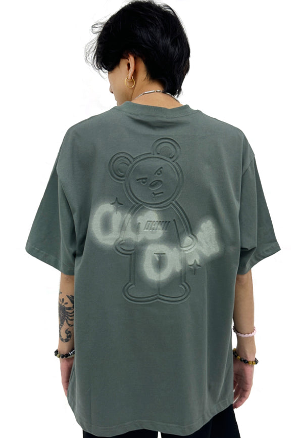 OVERSIZED 3D STANDING BEAR CLUB OHNII (OLIVE) COTTON JERSEY TSHIRT
