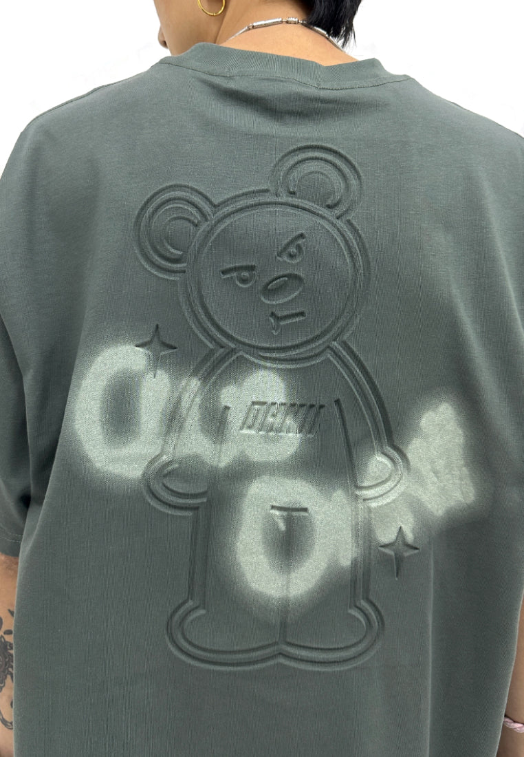 OVERSIZED 3D STANDING BEAR CLUB OHNII (OLIVE) COTTON JERSEY TSHIRT