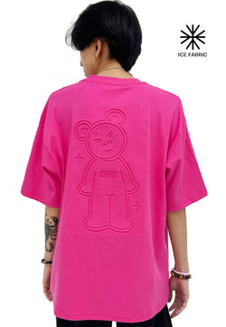 OVERSIZED 3D STANDING BEAR CLUB OHNII (HOT PINK) COTTON JERSEY TSHIRT