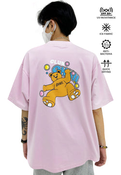 OVERSIZED BUBBLE BEAR (PINK) COTTON JERSEY TSHIRT