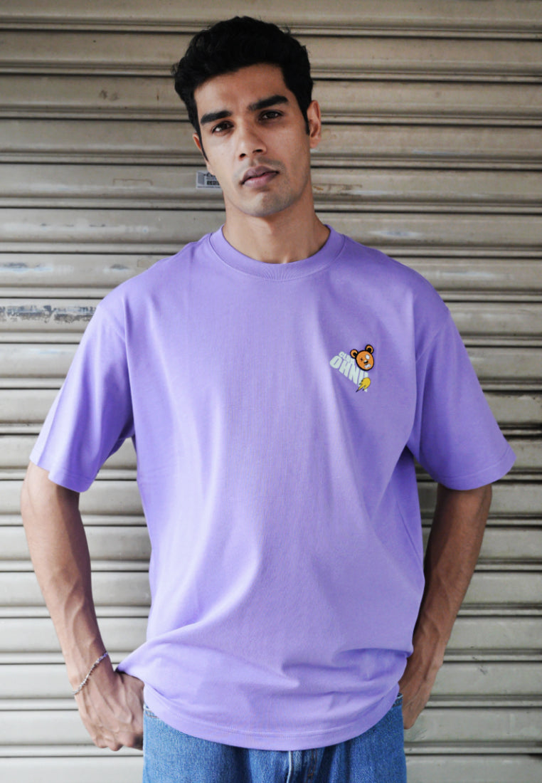 OVERSIZED ATTACK OF CANDY HAUGHTY BEAR  (PURPLE) COTTON JERSEY TSHIRT