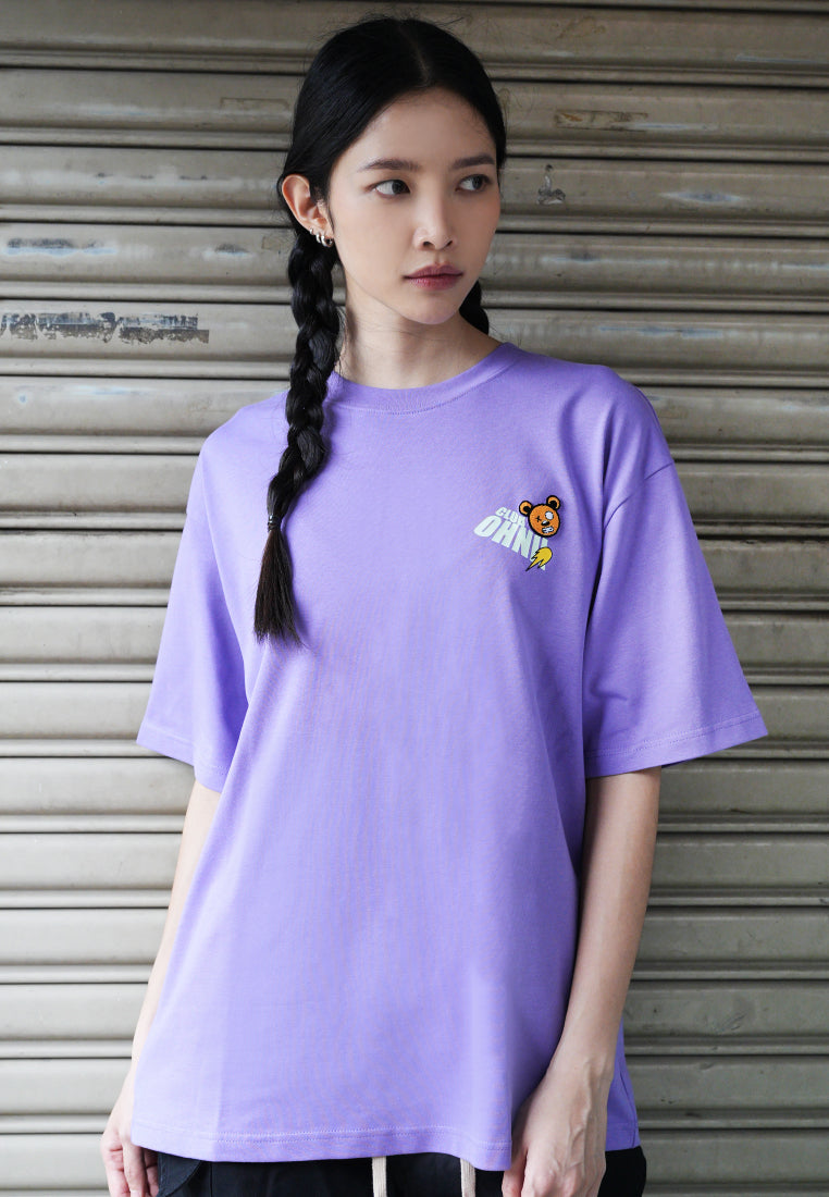 OVERSIZED ATTACK OF CANDY HAUGHTY BEAR  (PURPLE) COTTON JERSEY TSHIRT