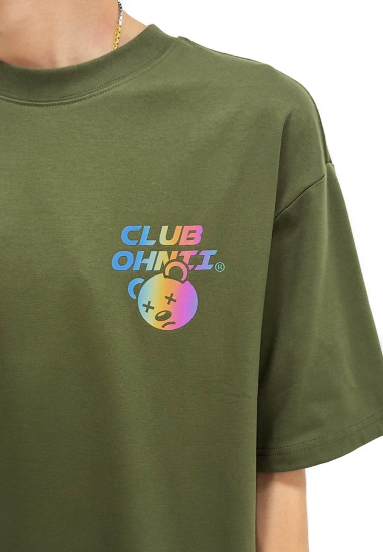 OVERSIZED RAINBOW CHAMPION PLAYER BEAR (GREEN) COTTON JERSEY TSHIRT