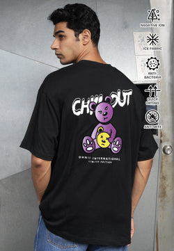 OVERSIZED CHILL OUT HAUGHTY BEAR (BLACK) COTTON JERSEY TSHIRT