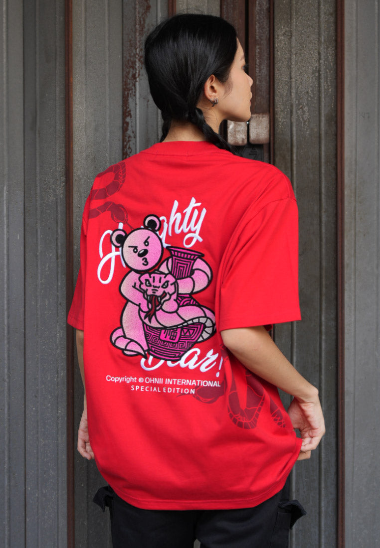 CNY EXCLUSIVE: CNY BACK SNAKE VASE HAUGHTY BEAR (RED) COTTON JERSEY TSHIRT