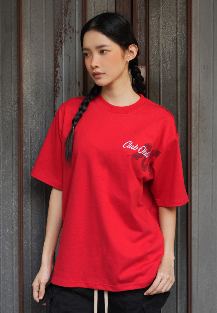 CNY EXCLUSIVE: CNY BACK SNAKE VASE HAUGHTY BEAR (RED) COTTON JERSEY TSHIRT