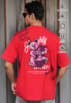 CNY EXCLUSIVE: CNY BACK SNAKE VASE HAUGHTY BEAR (RED) COTTON JERSEY TSHIRT