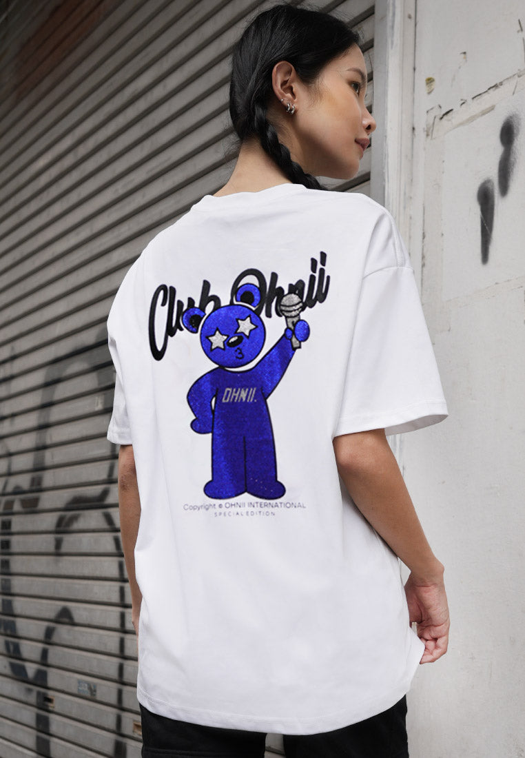 OVERSIZED BLUE DIAMOND SINGER BACK HAUGHTY BEAR COTTON JERSEY TSHIRT