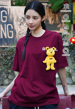 OVERSIZED HAUGHTY BEAR TOY (RED) COTTON JERSEY TSHIRT