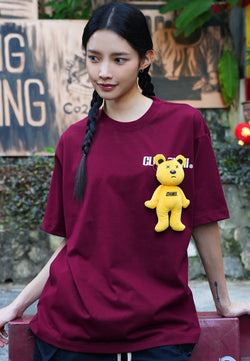 OVERSIZED HAUGHTY BEAR TOY (RED) COTTON JERSEY TSHIRT