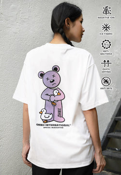 OVERSIZED DUCK DUCK HAUGHTY BEAR (WHITE) COTTON JERSEY TSHIRT