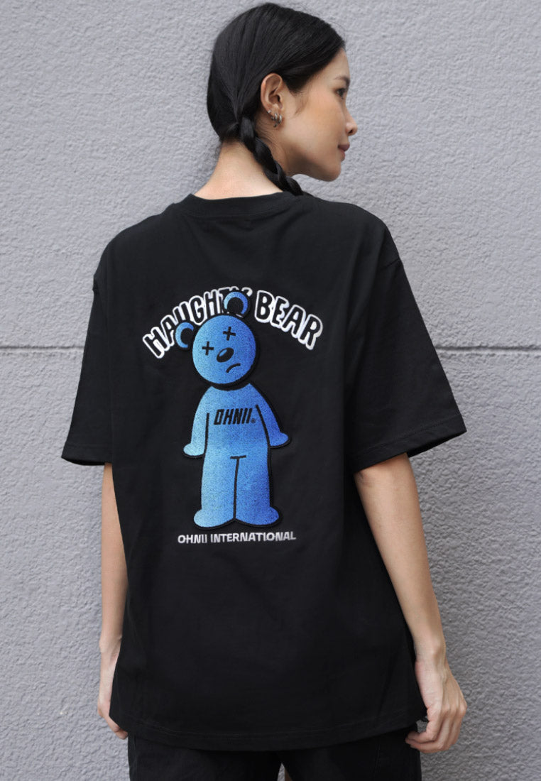 OVERSIZED GRADIENT TUFTING BEAR COTTON JERSEY TSHIRT