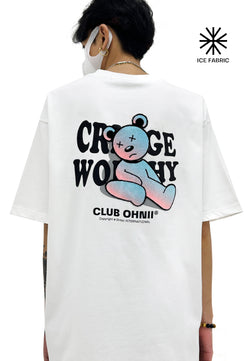 OVERSIZED CRINGE WORTHY BEAR (WHITE) COTTON JERSEY TSHIRT