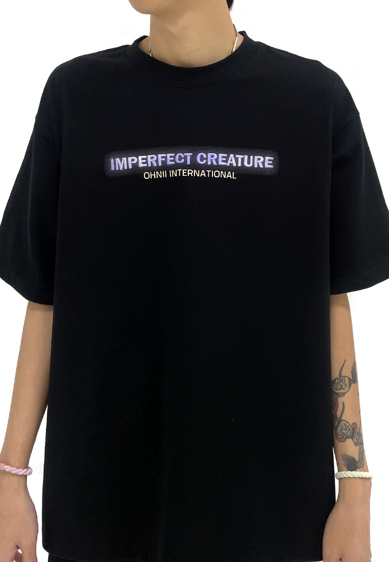 OVERSIZED HEAT-SENSITIVE EMBROIDERY IMPERFECT CREATURE FULL BEAR(BLACK) COTTON JERSEY TSHIRT