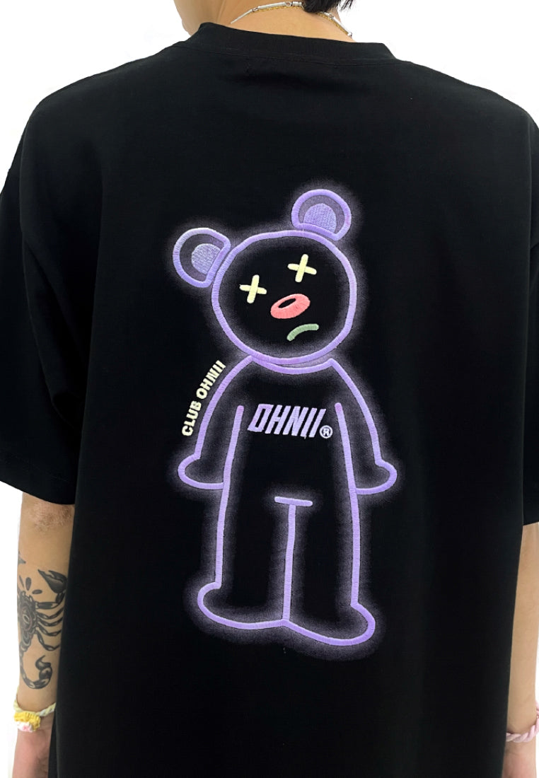 OVERSIZED HEAT-SENSITIVE EMBROIDERY IMPERFECT CREATURE FULL BEAR(BLACK) COTTON JERSEY TSHIRT