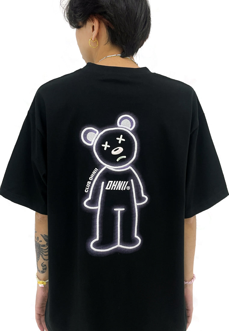 OVERSIZED HEAT-SENSITIVE EMBROIDERY IMPERFECT CREATURE FULL BEAR(BLACK) COTTON JERSEY TSHIRT