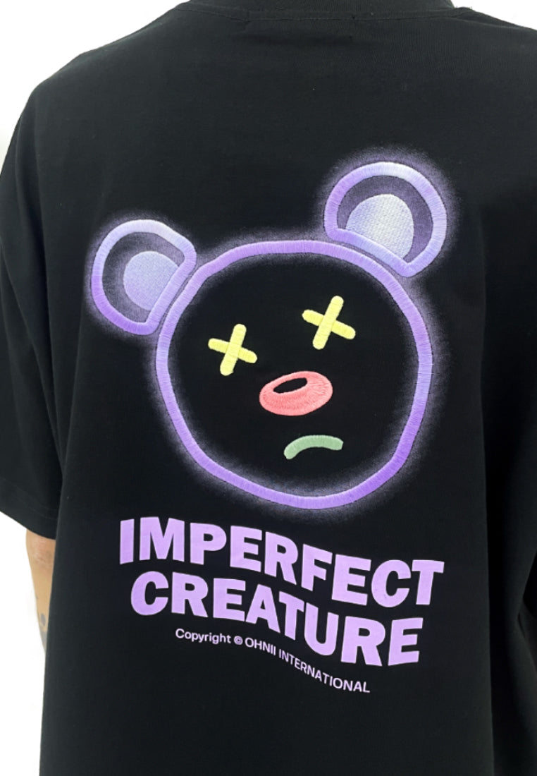 OVERSIZED HEAT-SENSITIVE EMBROIDERY IMPERFECT CREATURE HEAD (BLACK) COTTON JERSEY TSHIRT