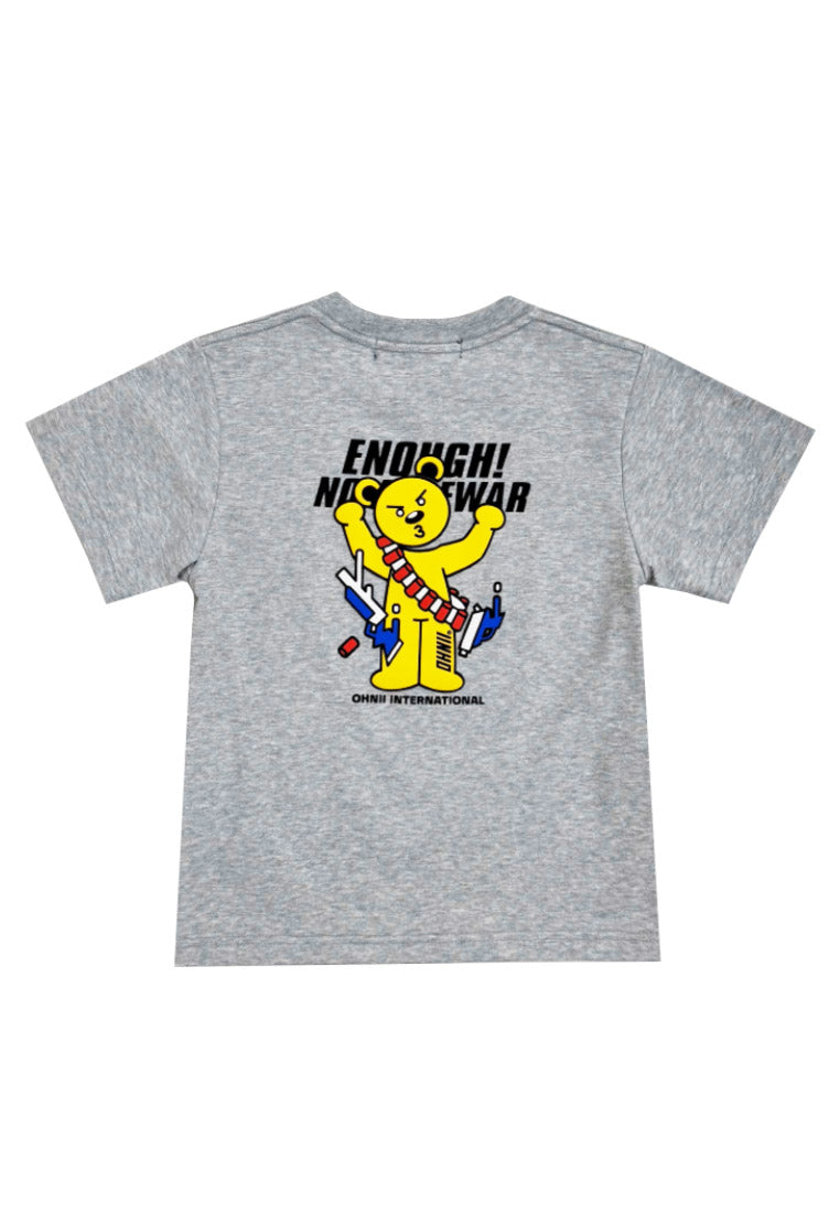 KIDS: STOP WAR BEAR (GREY) JERSEY TSHIRT