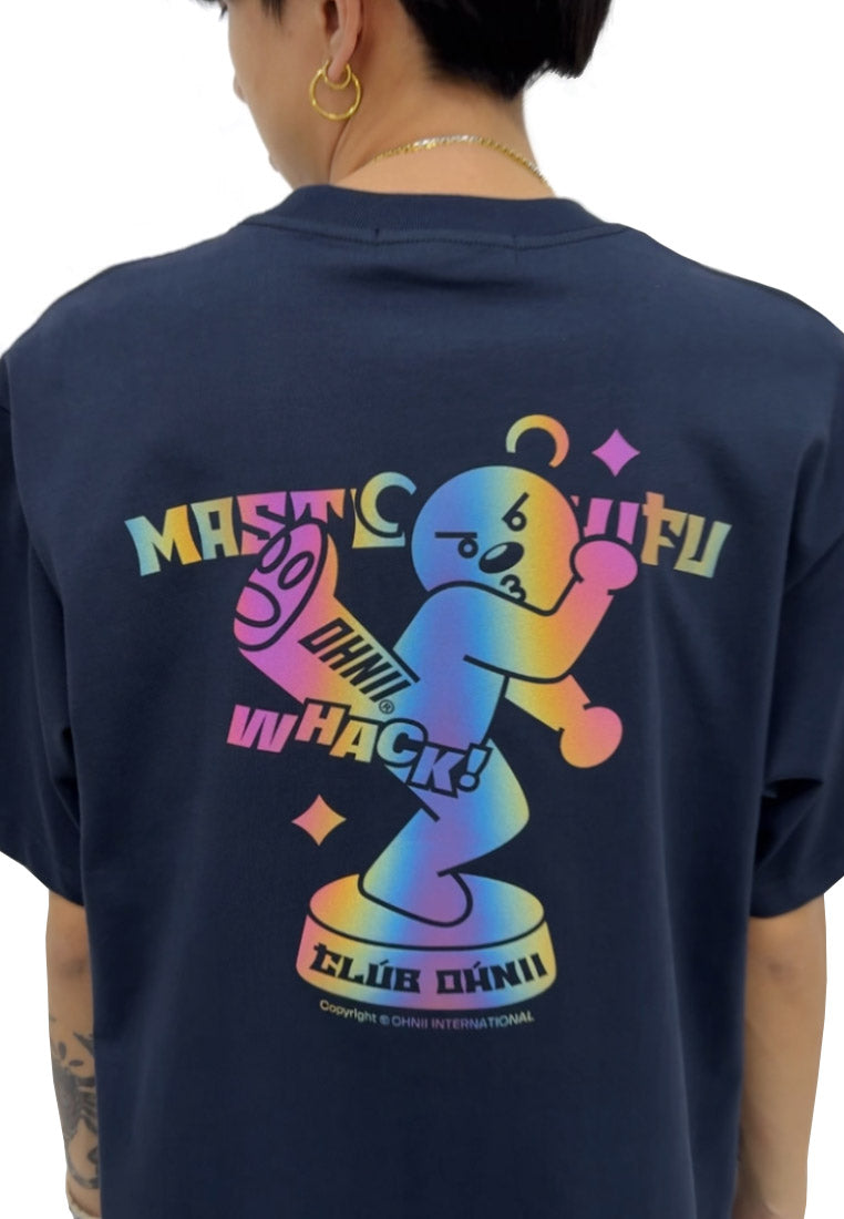 OVERSIZED RAINBOW KUNGFU KICK BEAR (NAVY BLUE) COTTON JERSEY TSHIRT