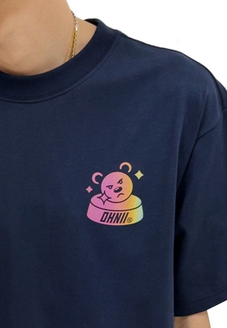 OVERSIZED RAINBOW KUNGFU KICK BEAR (NAVY BLUE) COTTON JERSEY TSHIRT