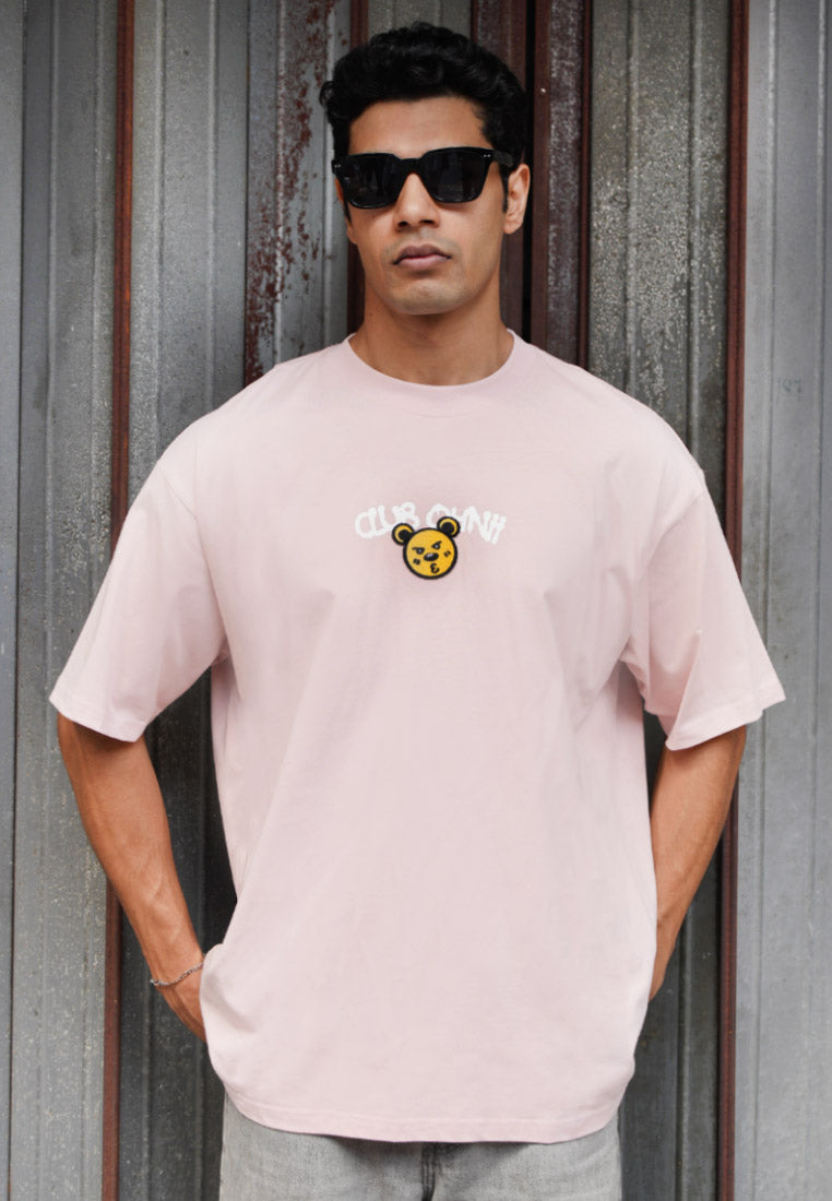 OVERSIZED LAZY MODE HAUGHTY BEAR (PINK) COTTON JERSEY TSHIRT