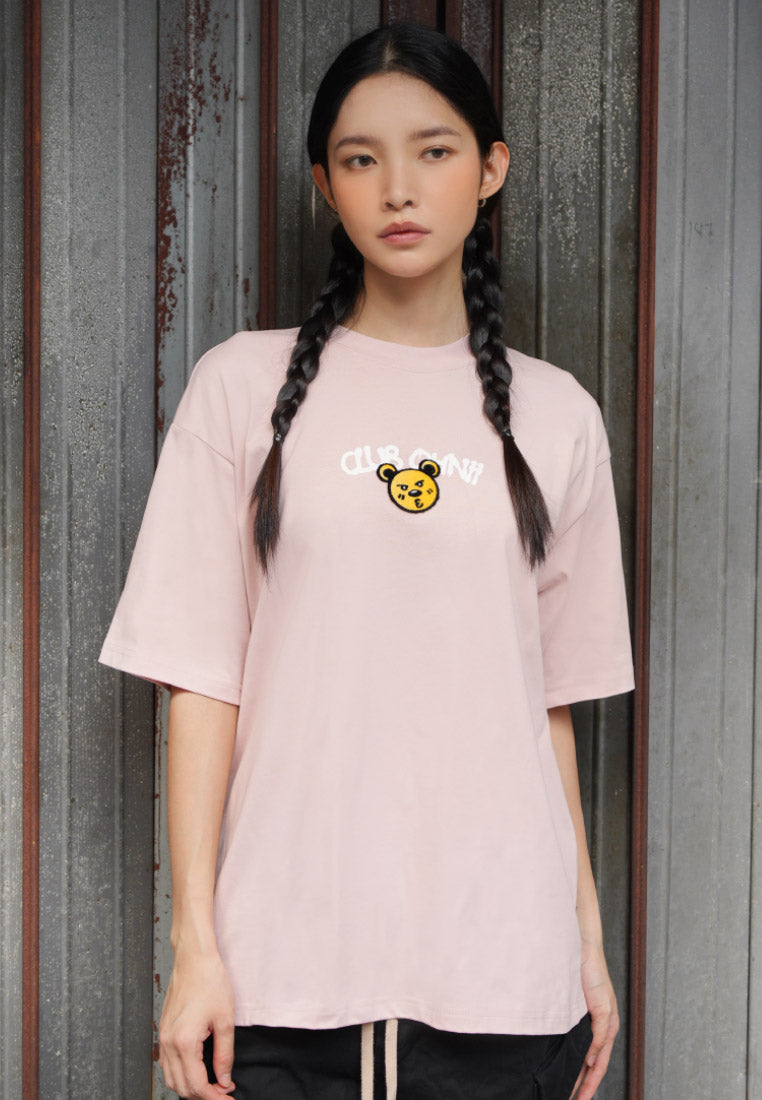 OVERSIZED LAZY MODE HAUGHTY BEAR (PINK) COTTON JERSEY TSHIRT