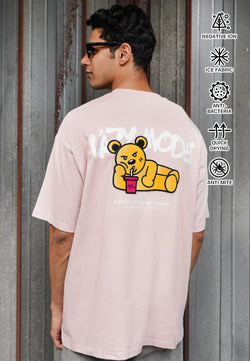 OVERSIZED LAZY MODE HAUGHTY BEAR (PINK) COTTON JERSEY TSHIRT