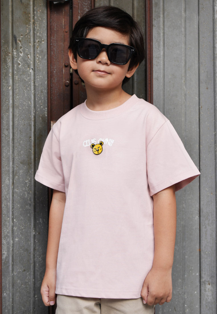 KIDS: LAZY MODE HAUGHTY BEAR KIDS TEE (PINK)