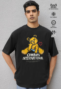 OVERSIZED MF PIXEL HAUGHTY BEAR (BLACK) COTTON JERSEY TSHIRT