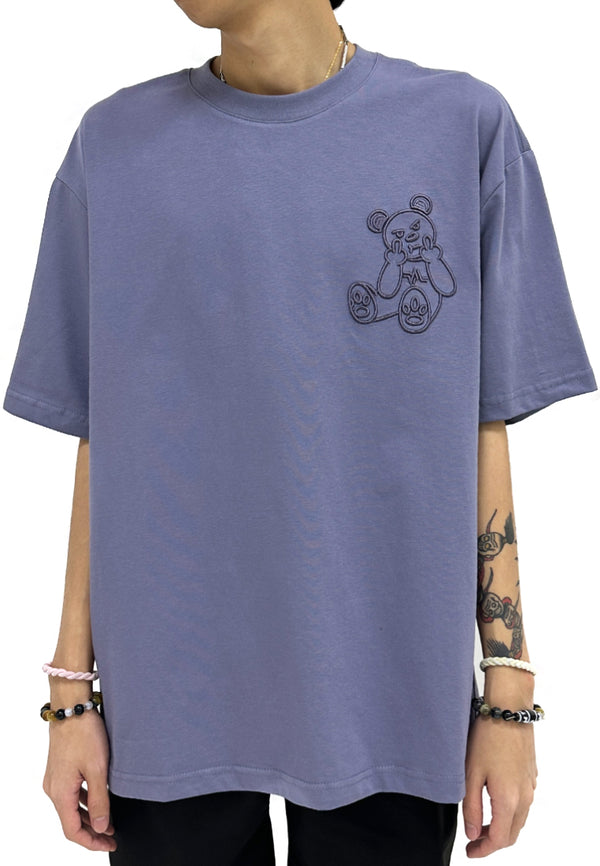 OVERSIZED EMBROIDERED MF BEAR BACK(ASH PURPLE) COTTON JERSEY TSHIRT