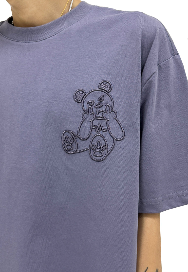 OVERSIZED EMBROIDERED MF BEAR BACK(ASH PURPLE) COTTON JERSEY TSHIRT