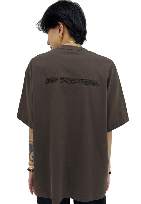 OVERSIZED EMBROIDERED MF BEAR FRONT(BROWN) COTTON JERSEY TSHIRT