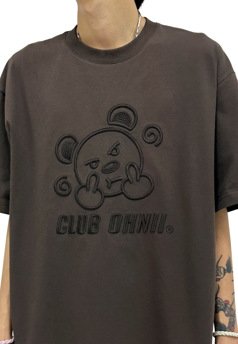 OVERSIZED EMBROIDERED MF BEAR FRONT(BROWN) COTTON JERSEY TSHIRT