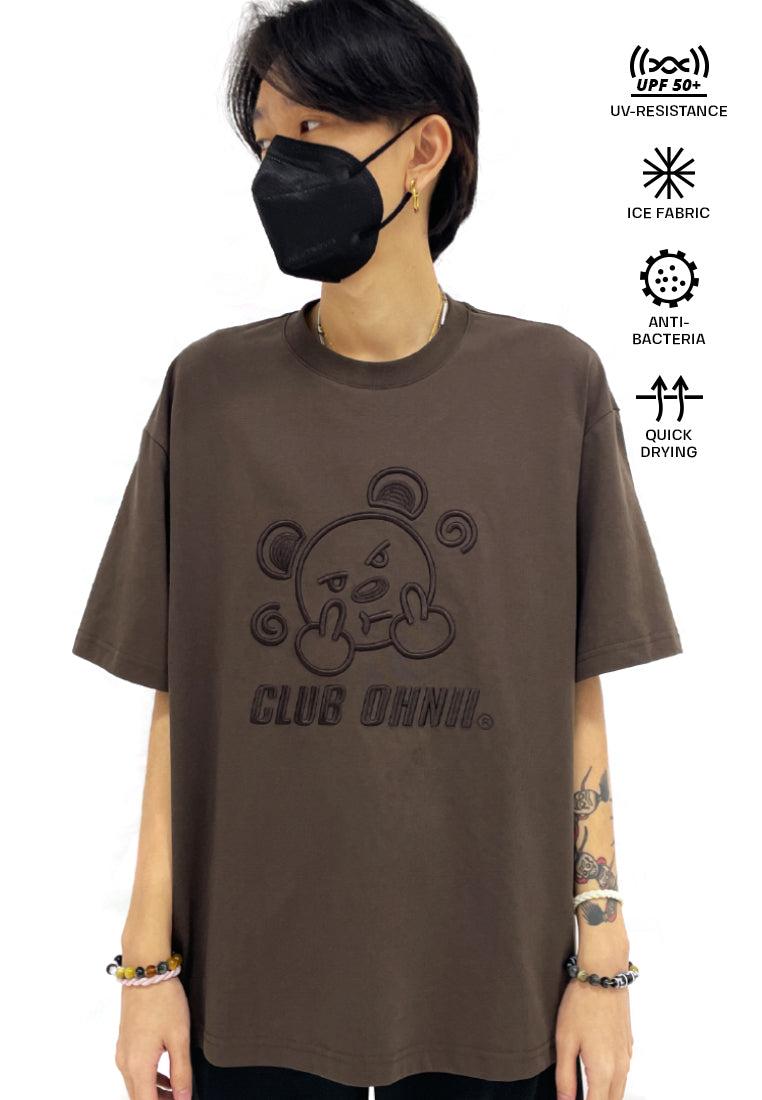 OVERSIZED EMBROIDERED MF BEAR FRONT(BROWN) COTTON JERSEY TSHIRT