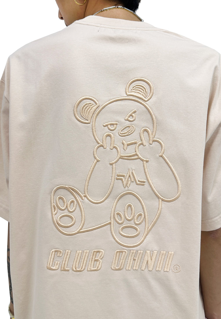 OVERSIZED EMBROIDERED MF BEAR BACK(BEIGE) COTTON JERSEY TSHIRT