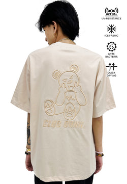 OVERSIZED EMBROIDERED MF BEAR BACK(BEIGE) COTTON JERSEY TSHIRT