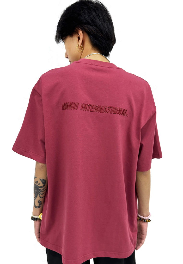 OVERSIZED EMBROIDERED MF BEAR FRONT(MAROON) COTTON JERSEY TSHIRT