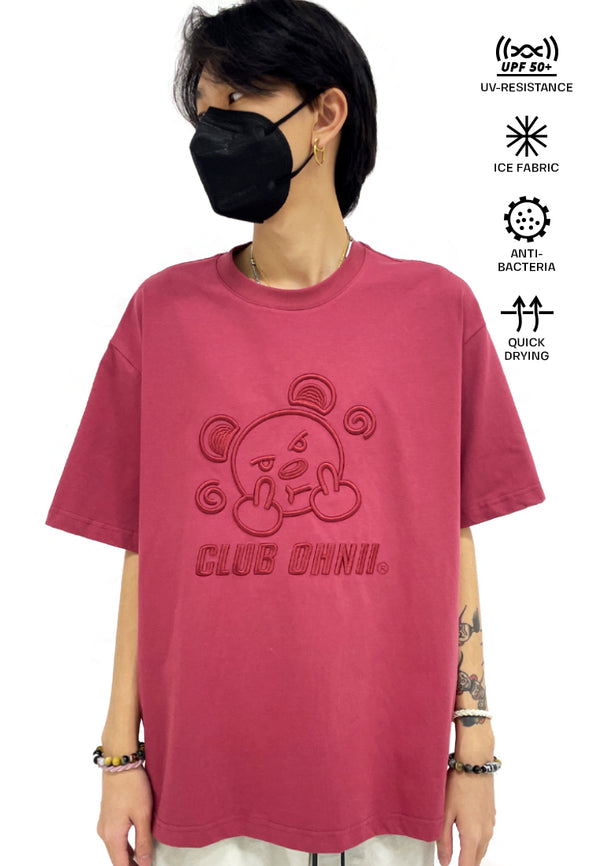 OVERSIZED EMBROIDERED MF BEAR FRONT(MAROON) COTTON JERSEY TSHIRT