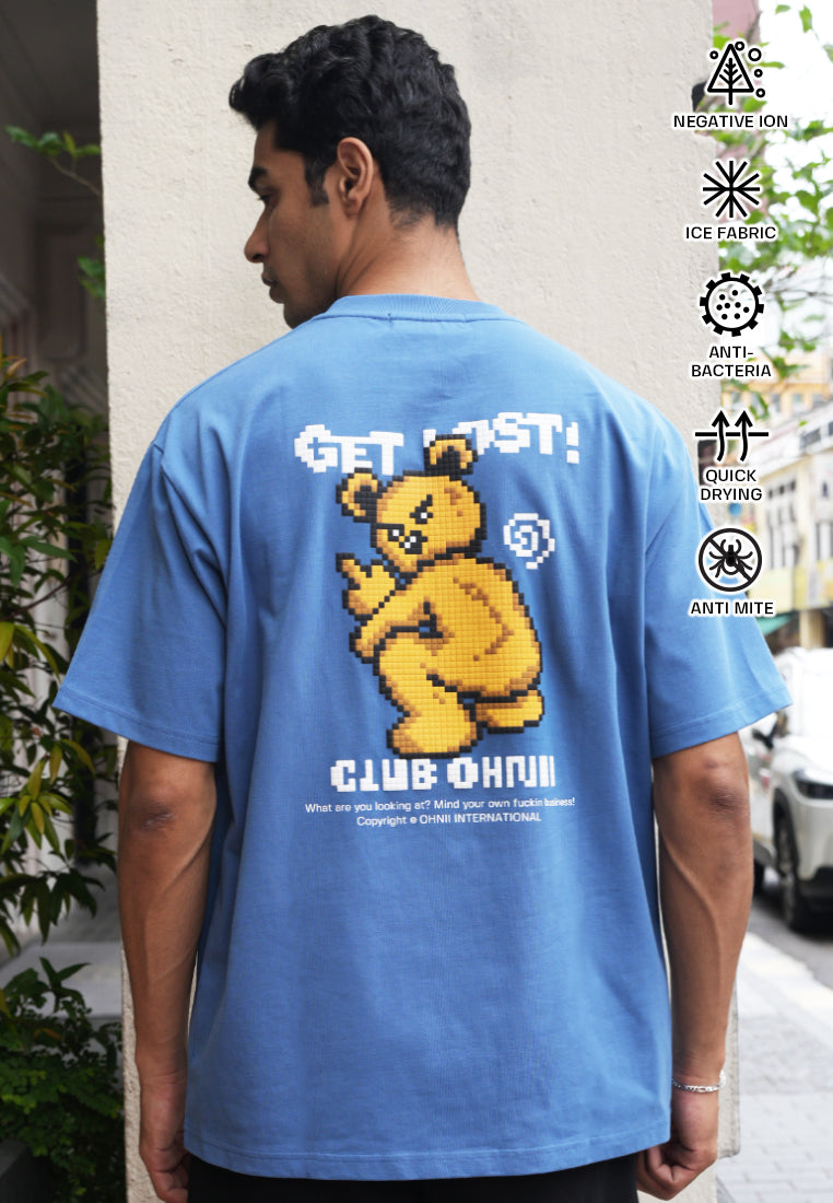 OVERSIZED MF GET LOST HAUGHTY BEAR (BLUE) COTTON JERSEY TSHIRT