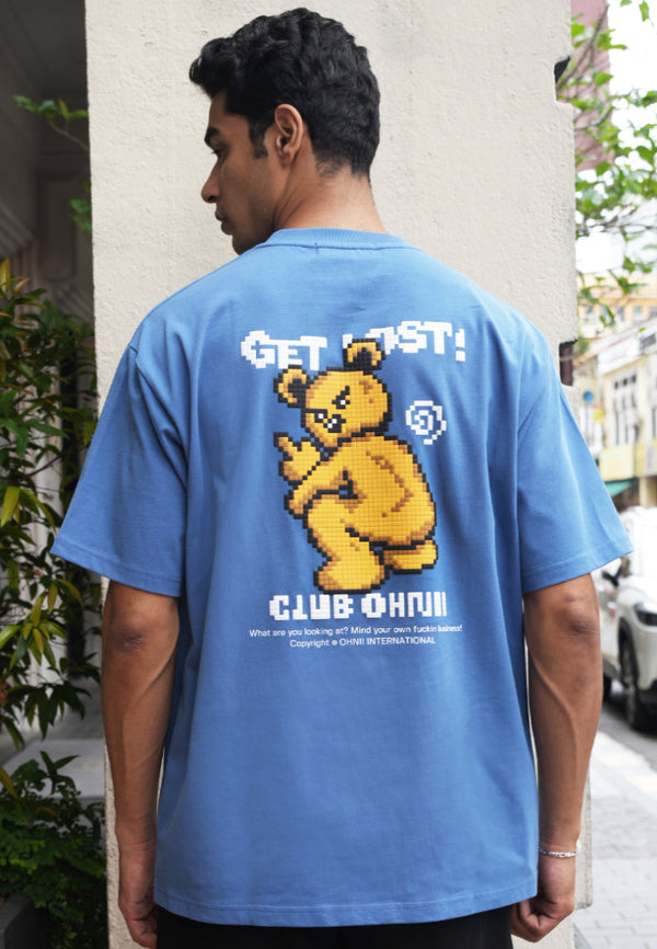 OVERSIZED MF GET LOST HAUGHTY BEAR (BLUE) COTTON JERSEY TSHIRT