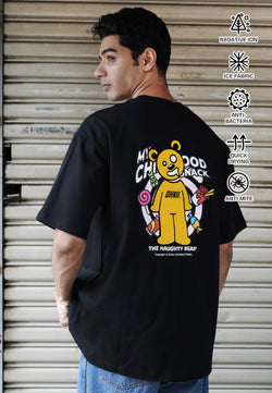 OVERSIZED CHILLHOOD HAUGHTY BEAR (BLACK) COTTON JERSEY TSHIRT