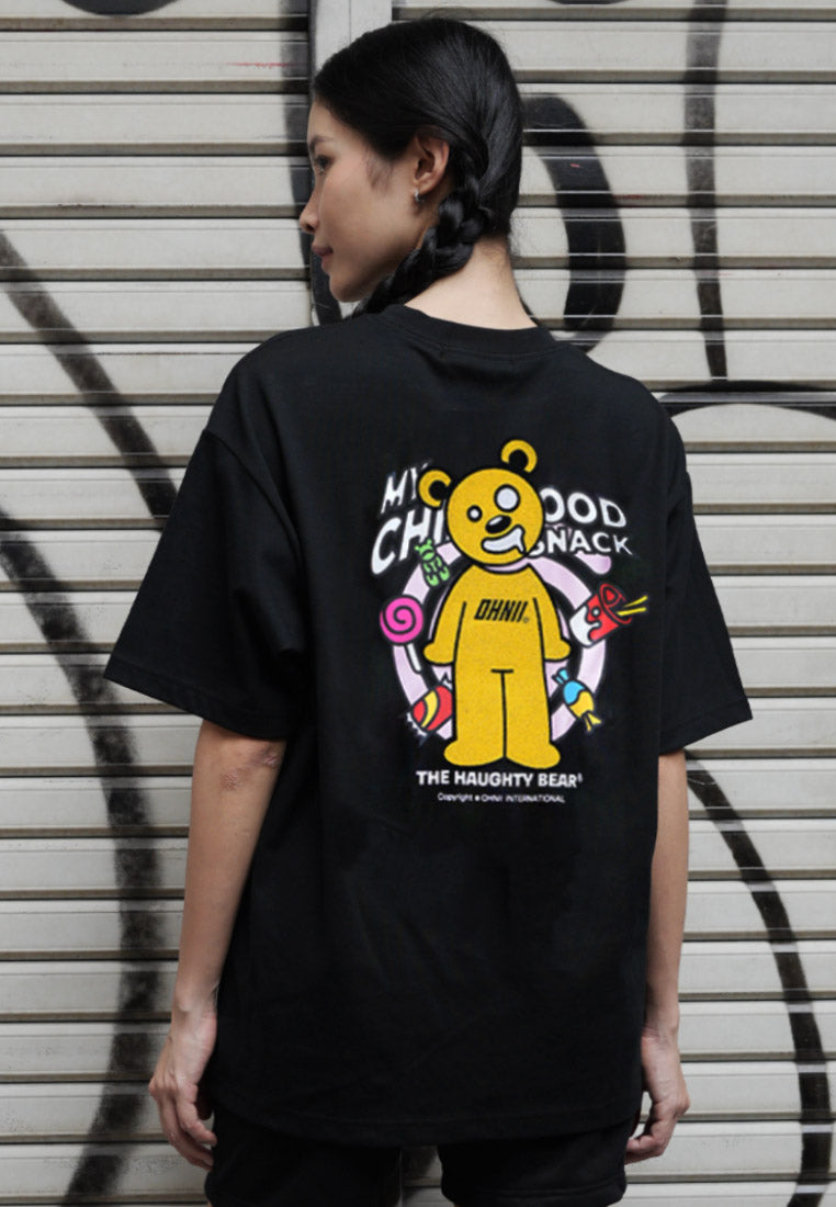 OVERSIZED CHILLHOOD HAUGHTY BEAR (BLACK) COTTON JERSEY TSHIRT