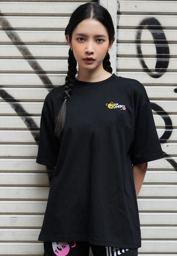 OVERSIZED CHILLHOOD HAUGHTY BEAR (BLACK) COTTON JERSEY TSHIRT