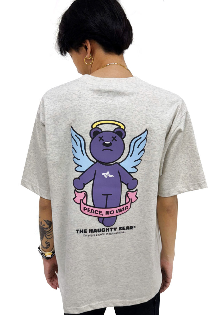 OVERSIZED PEACE ANGEL BEAR (GREY) COTTON JERSEY TSHIRT