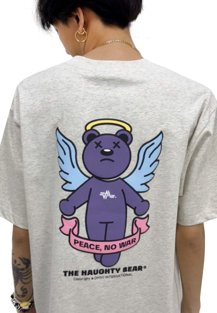 OVERSIZED PEACE ANGEL BEAR (GREY) COTTON JERSEY TSHIRT