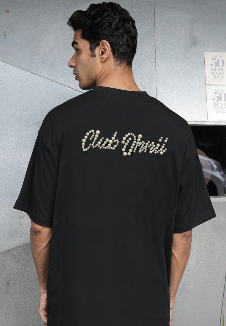 OVERSIZED PEARL HAUGHTY BEAR (BLACK) COTTON JERSEY TSHIRT