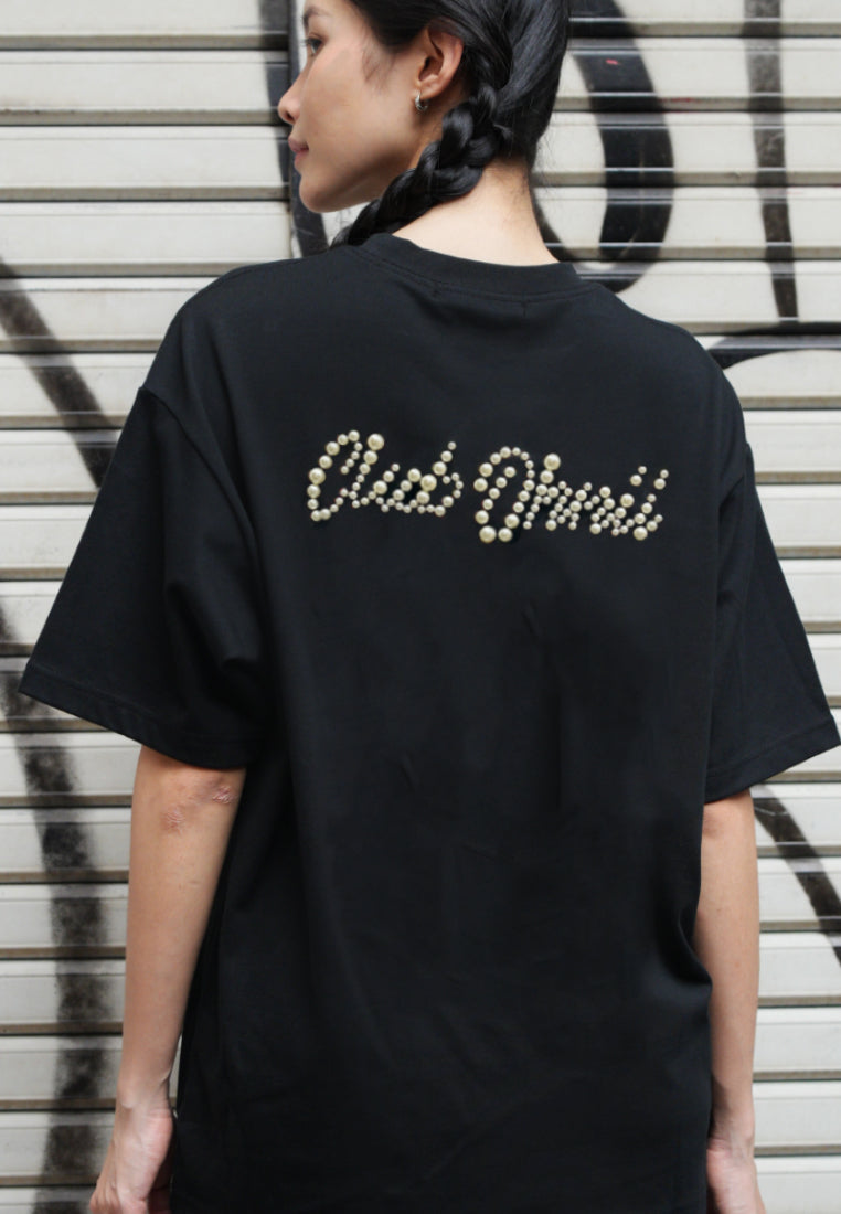 OVERSIZED PEARL HAUGHTY BEAR (BLACK) COTTON JERSEY TSHIRT