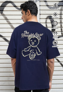 OVERSIZED PEARL HAUGHTY BEAR (NAVY) COTTON JERSEY TSHIRT