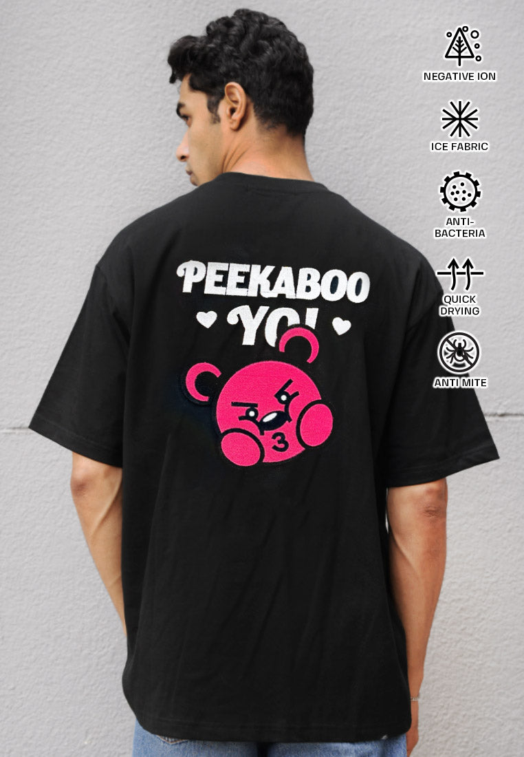 OVERSIZED PEEKABOO YO HAUGHTY BEAR COTTON JERSEY TSHIRT